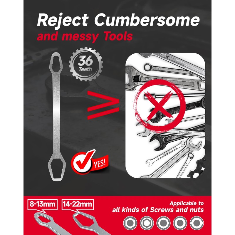 6 Pcs Multifunctional Sink Wrench & Basin Wrench Set, Plumbing