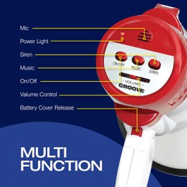 Portable Megaphone Bullhorn Loud Speaker with Siren Music & Volume Control, 30 Watt Lightweight Mini Bull Horn, 800 Yard Voice Range Mega Phone, Cheering Gifts for Adults, Kids Ages 14 15 16+ Year Old