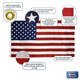 2x3 USA American Flag Spun Polyester Embroidered Stars Sewn Stripes Grommets
