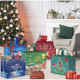 Ealand 16 - Large Christmas Holiday Gift Bags, Reusable, Stylish, Durable, Waterproof!