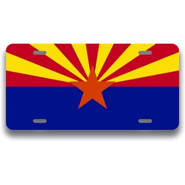 Arizona State Flag License Plate | Metal Novelty Vanity License Plate | 6 x 12 Inch Universal Tag for Cars, Trucks, Trailers (AM008)