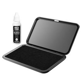 NEO MARK Large Stamp Pad Kit (1oz Ink Included) - 3.50"x 6.25", Magnetic Lid, Premium Quality Felt Stamp Pad (Black)