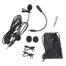 1.5m Double Lapel Lavalier Clip Microphone 3.5mm Plug for Computers Cameras Phones