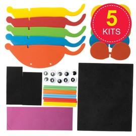 Baker Ross FX596 Mouse Foam Push Along Kits - Pack of 5, Creative Craft Kits for Kids to Make