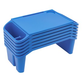 Kids Lap Desk Tray with Side Pockets, Plastic Breakfast Laptop Trays Kids Activity Lap Desk Tray Portable Bed Table Lap Desk for Kids Students Work Study School Classroom (6Pcs, Blue)