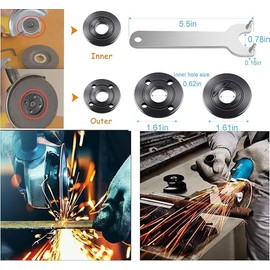 （9pcs) Angle Grinder Nut ＆ Angle Grinder Wrench Set，Premium Flange Metal Lock，Compatible with DeWalt, Milwaukee, Makita, Metabo, Bosch, Ryobi, Black & Decker 4.5" 5" 5/8-11 Replacement Part