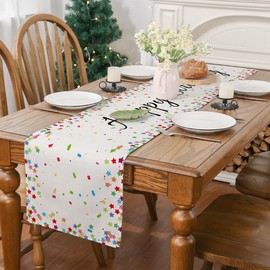 Happy Birthday Table Runner 72 Inches, Celebrate Birthday Party Table Decor Colourful Birthday Runner for Table