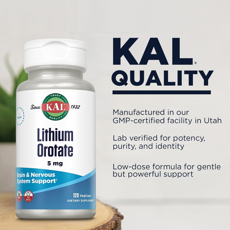 KAL Lithium Orotate 5 milligrams | Low Serving Of Chelated