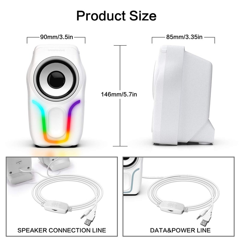 MAMBASNAKE Computer Speakers, 2.0 USB Powered PC Speakers Stereo Volume