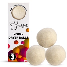 Wool Dryer Balls - Made from 100% Turkish Wool, Softens Clothes, Minimizes Static, and Helps Reduce Drying Time, Sustainable and Reusable - Pack of 3 - Wool Balls Replaces Dryer Sheets