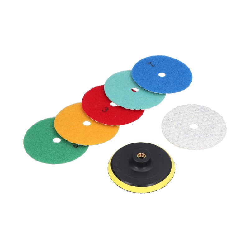 6Pcs Dry Diamond Polishing Pads 1Pc Backer Polish Kit for