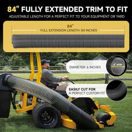 69860 Lawn Vacuum Hose Replacement for Agri-Fab 41882, Compatible with Mow-N-Vacs & Chip-N-Vacs 45-0577/45-0578/45-0567, 6 Inch Leaf Vacuum Hose 6" x 84" Flexible, Heavy-Duty Plastic, Cut-to-Fit