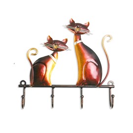 Fkereg Small Key Holder Wall Mount, Decorative Cat Wall Mounted Key Hanger Rack, Entry Way Key Ring Chain Holder Organizer for Wall Decor, Metal Hat Rack for Door Hanging Towel Purse, B