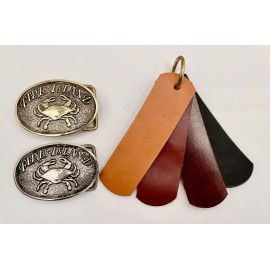 Andrew Bourbon Fire Island Blue Claw Crab Buckle, By Bonfe Leather.