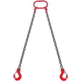 VEVOR Chain Sling, Max 11000 lbs Weight Capacity, G80 Lifting Chain with Grab Hooks, DOT Certified, Blackening Coating Manganese Steel & Adjustable Length, for Dock Factory Construction Site:_5/16" x 5' with 2 Legs - 6600 lbs/3T