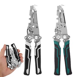 2pcs 18 in 1 Foldable Wire Strippers, Stainless Steel Electrical Wire Stripper Crimper Multifunctional Folding Cable Stripping Pliers for Electricians Home Construction Supplies
