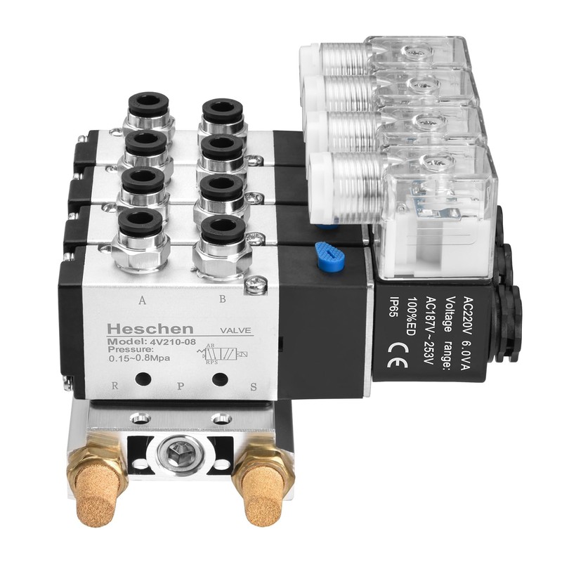 Heschen Electrical Pneumatic 4 Solenoid Valve 4V210-08 AC220V PT1/4 5