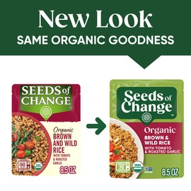 SEEDS OF CHANGE Certified Organic Brown and Wild Rice with Tomato & Roasted Garlic, Organic Food, 8.5 OZ Pouch (Pack of 12)