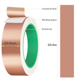 DeJivsin Copper Tape Against Snails, 50 mm x 20 m, Copper Foil Tape, Shielding Tape, Snail Fence, Snail Protection, Snail Trap, Anti Snails for Raised Bed Plants