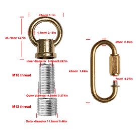 Haligate Brass Hook Rings for Light Fixture M10/M12 Available Pack of 2 with 2 Link Buckle…