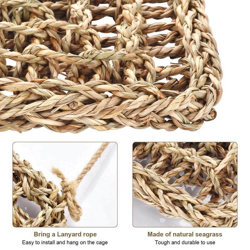 2Pcs Natural Sea Grass Parrot Mat - Foraging Chew Wall
