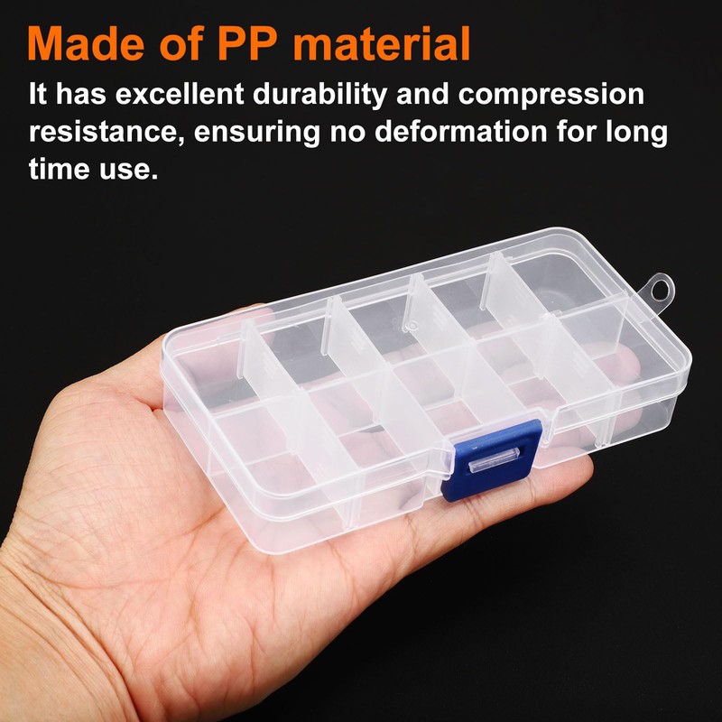 HARFINGTON 4pcs Component Storage Box 10 Grids PP Electronic Organizer