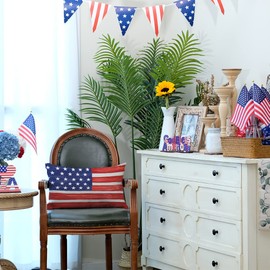 GEEORY 4th of July Decorations Pillow Covers 12x20 Set of 4 America Flag Stars and Stripes God Bless America Throw Pillow Covers Patriotic Pillows Memorial Day Decor Cushion Case