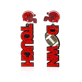 Shining Touch Down Football Resin Earrings Colorful Game Day Sports Lover Football Earrings for Women Jewelry (B)