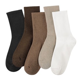 5 Pairs Womens Crew Socks Cotton Casual Comfy Stretchy Boot Long Calf Socks, B-Stripe Design