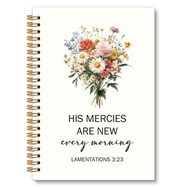 OINDADE Floral Bible Notebook Journal - Christian Spiral Notebook, Bible Notebooks for Note Taking, His Mercies Floral Flower Notebooks Gifts for Women, Christian School Office Supplies, 6x8.2In