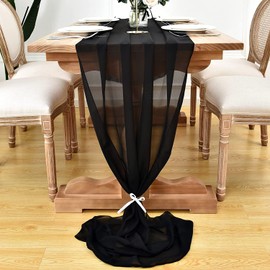 50CM Wide Black Voile Fabric Wedding Deco, Drape, Chair sash DIY Material (200 Meters)