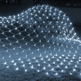 Dazzle Bright Christmas 360 LED Net Lights, 12FT x 5 FT Connectable Waterproof String Lights with 8 Modes, Christmas Decorations for Indoor Outdoor Xmas Party Yard Garden Decor (White)