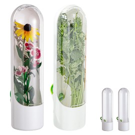 Restynic 2 Pack Herb Keeper Container for Refrigerator, Clear Storage Bottle for Cilantro Parsley Mint, Fresh Produce Saver, Extends Freshness for 2-3 Weeks