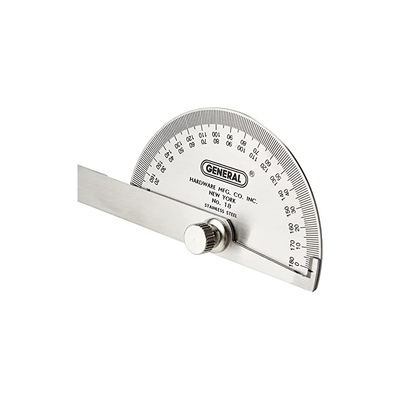 General Tools 18 Round Head Stainless Steel Angle Protractor, 0