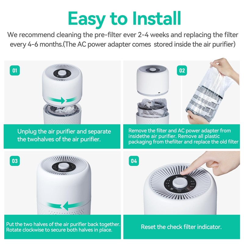 2 Pack YARIKI Air Purifiers for Bedroom with Essential Oil
