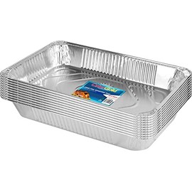 Sterling Ventures Large Rectangle Disposable Aluminium Foil Trays 52 x 33 x 8cm Approx (10 Pack)