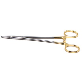 Angzhili Dental Needle Holder,Needle Driver with TC Inserts,Surgical Needle Holder Locking with Gold Plated Handle (6.3 inch)