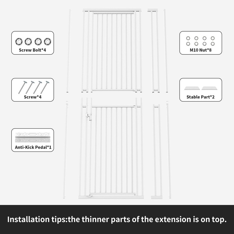 78.74" Extra Tall Cat Gate for Doorway, Wide Adjustable 27.56"-32.28"