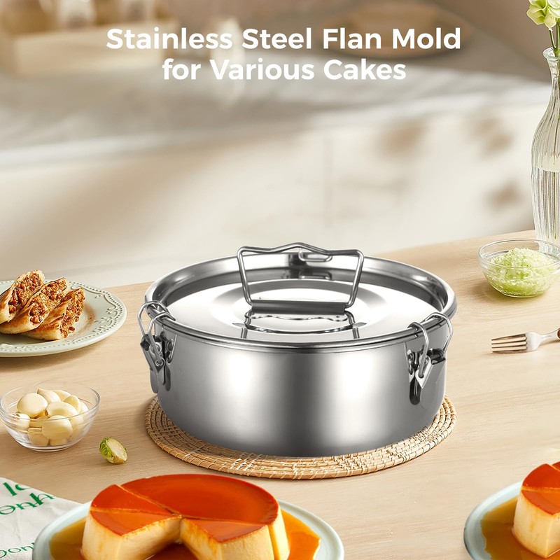 Stainless Steel Flanera, 8.2 Inch Flan Pan for Instant Pot