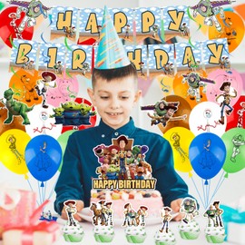 Geburtstags Deko Luftballons- Cartoon Ballons Kindergeburtstag Dekoration Luftballons Party Supplies mit Birthday Banner Tortendeko Geburtstags Party Dekorationen für Kinder Mädchen Babypartys
