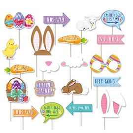 Henbrandt Easter Egg Hunt Arrow Signs 20 Piece Pack Assorted Photo Booth Accessories Garden Easter Decorations for Egg Treasure Scavenger Hunt Games Outdoor Easter Party Props