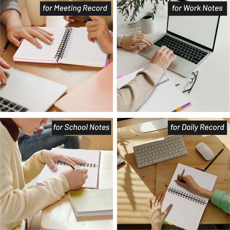 CAGIE 5 Subject Notebook with Dividers 220 Pages Spiral Notebooks