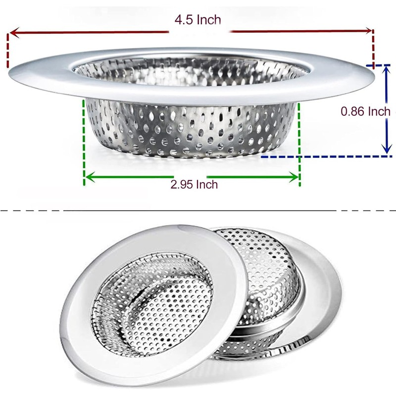 Tomario 2 Pack Stainless Steel Kitchen Sink Strainer, Standard Sink