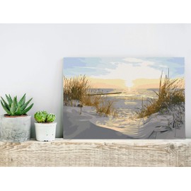 Murando painting-by-numbers, Shore sea, 60 x 40 cm, painting set with wooden frame on canvas, for adults and children, as DIY gift decoration, n-A-0750-d-a.
