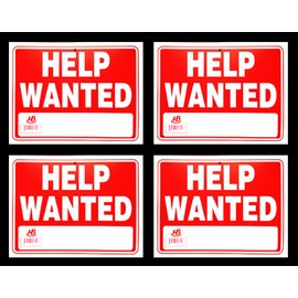Home Bay Help Wanted Plastic Sign, 9 X 12-Inch (Pack of 4)