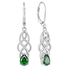 Vesitim Silver Earrings for Women Created Emerald Dangle Earrings Birthstone Jewelry