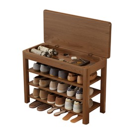 AQIMUELE 3 Tier Shoe Bench with Storage, Wood Shoe Rack for Front Door Entrance, Entryway Shoe Storage Bench.