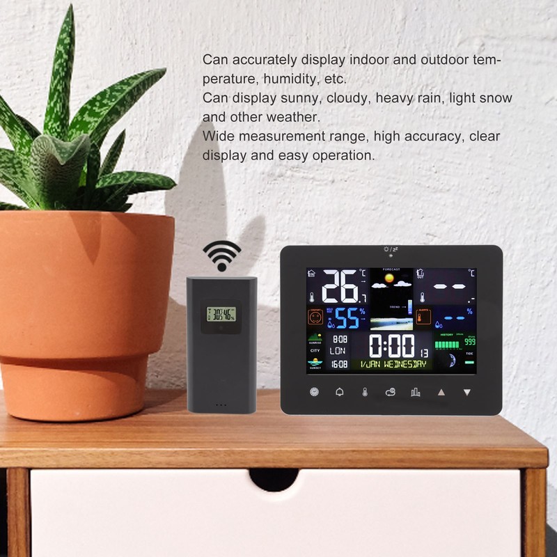 Weather Clock Humidity Temperature Sensor Meter Thermometer for Home Office