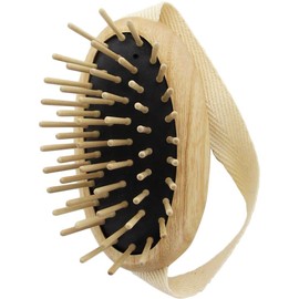TEK - Scalp Massage Brush in Ash Wood with Strap, Ideal for Washing Air and Application of Anti-Hair Loss Lotions - 8.5 x 5 cm