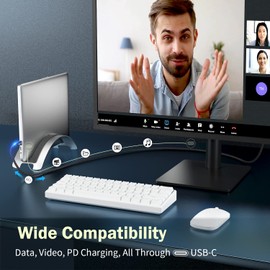 CABLEDECONN USB4 for Thunderbolt 3 4 40Gbps Cable 1M USB-C 4 Cable 8K@30Hz 5K/4K 60Hz Video 40Gbps Data Transmissions Rate 20V 5A 100W Power Delivery 3in1 USB-C Cable External SSD eGPU